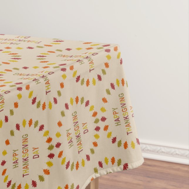 Thanksgiving Oak Leaves Patterned Tablecloth (In Situ)
