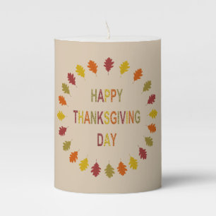 Thanksgiving Oak Leaves Pillar Candle