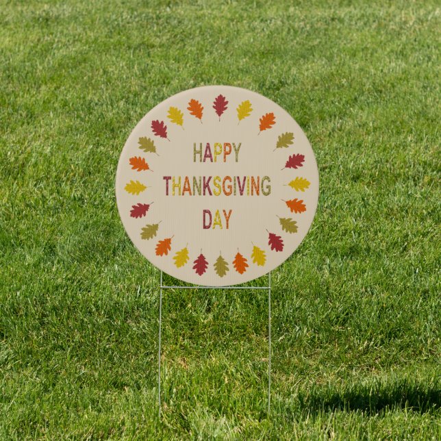 Thanksgiving Oak Leaves Sign (Insitu)