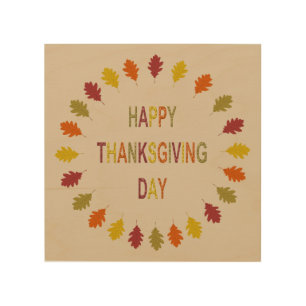 Thanksgiving Oak Leaves Wood Wall Art