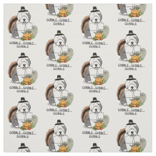 Thanksgiving Old English Sheepdog (Gray 1) Fun Fabric