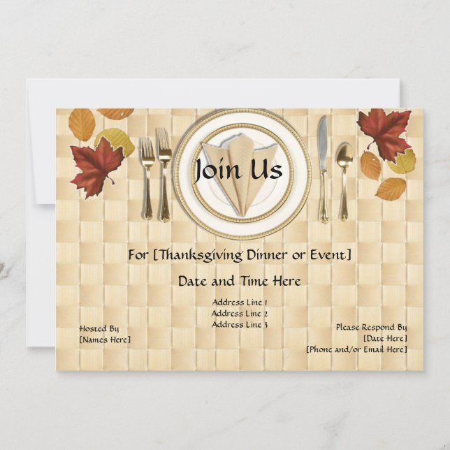 Thanksgiving or Fall Dinner Party Invitations (Front)