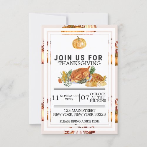 Thanksgiving or Friendsgiving Dinner  Invitation