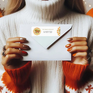 Thanksgiving Orange Bohemian Mandala Autumn Leaves Label