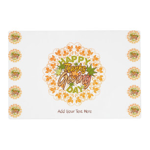 Thanksgiving Orange Bohemian Mandala Autumn Leaves Placemat