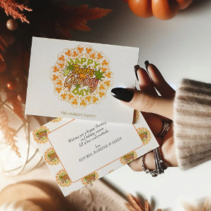 Thanksgiving Orange Bohemian Mandala Autumn Leaves Postcard