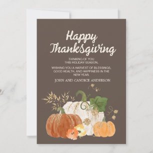 Thanksgiving Orange Brown Pumpkins Autumn Invitation
