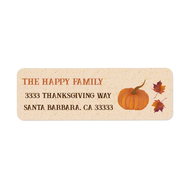 Thanksgiving orange pumpkin leaves rustic label (Front)
