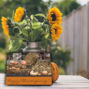 Thanksgiving Orange pumpkin rustic Postcard