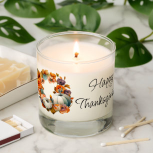 Thanksgiving Orange Pumpkin Wreath Scented Candle