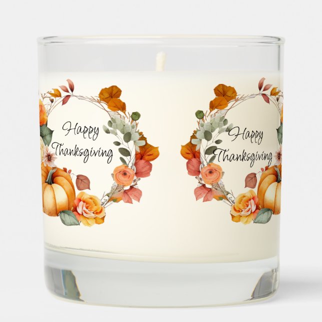 Thanksgiving Orange Pumpkin Wreath Scented Candle (Left)