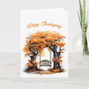 Thanksgiving Orange Swing Vintage Illustration Card
