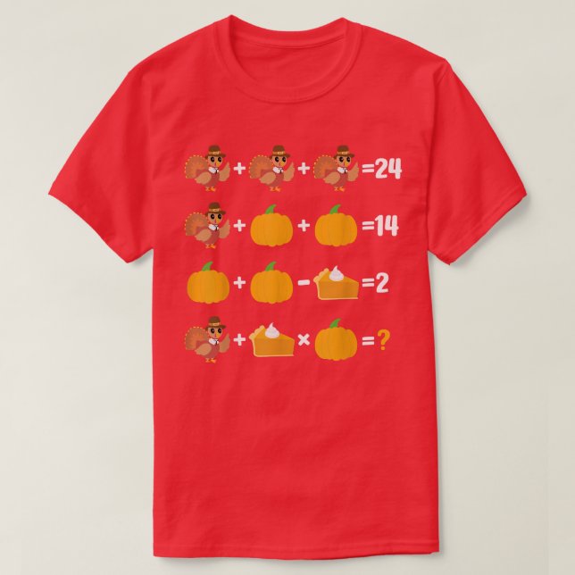 Thanksgiving Order of Operations Quiz Funny Math T T-Shirt (Design Front)