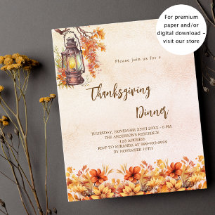 Thanksgiving organge flower budget invitation flyer