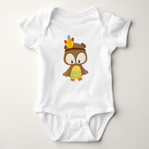 Thanksgiving Owl Brown Owl Cute Owl Feathers Baby Bodysuit