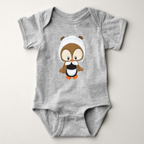 Thanksgiving Owl Brown Owl Pilgrim Bonnet Baby Bodysuit