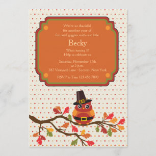 Thanksgiving Owl Invitation
