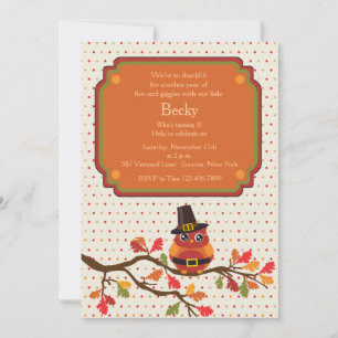Thanksgiving Owl Invitation
