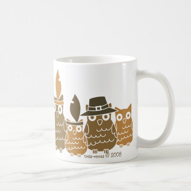 Thanksgiving Owls Coffee Mug (Right)