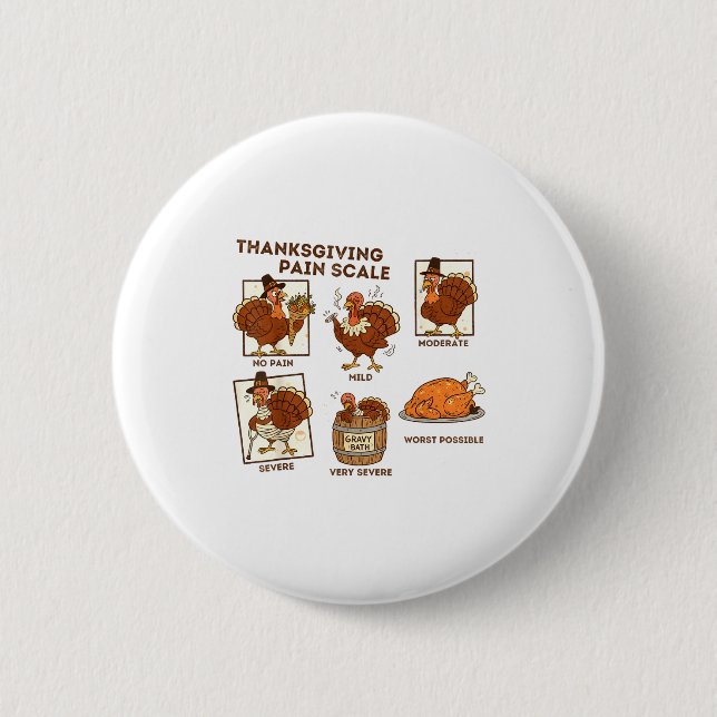 Thanksgiving Pain Scale Turkey Funny Nurse Medical Button (Front)