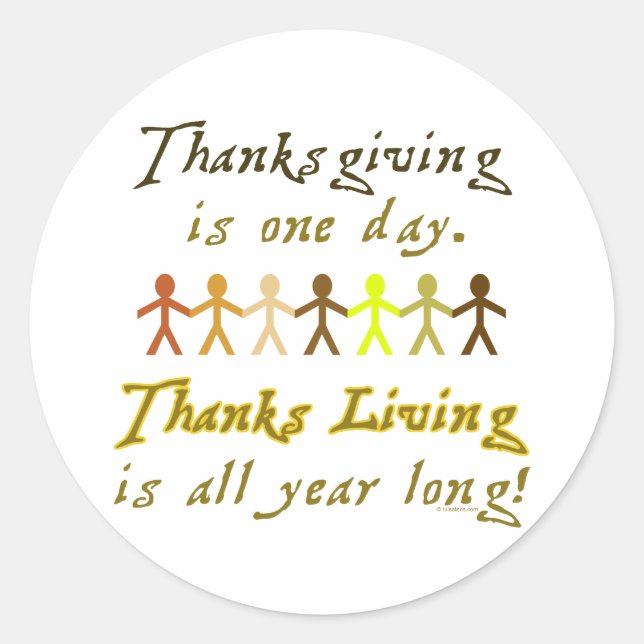Thanksgiving Paper Cutouts Cute Saying Classic Round Sticker (Front)