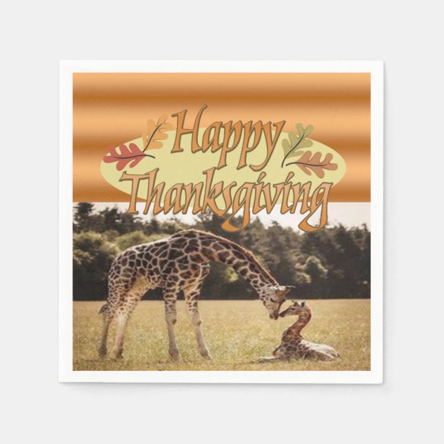 Thanksgiving Paper Napkins Giraffe (Front)