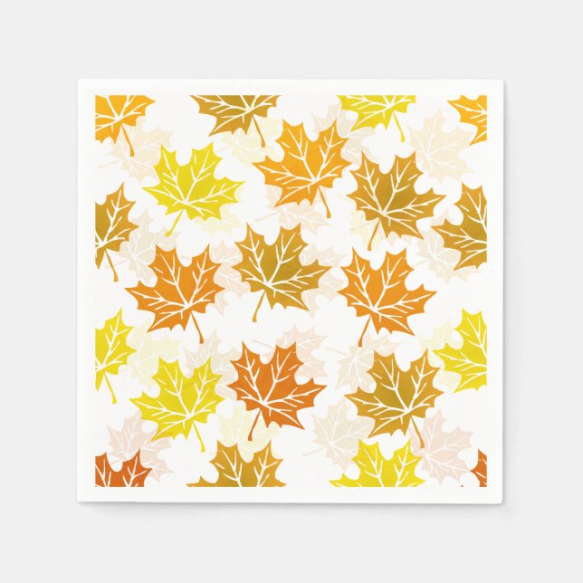 Thanksgiving Party Autumn Maple Leaf Fall Foliage Paper Napkins (Front)