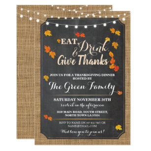 fall rustic thanksgiving invitations