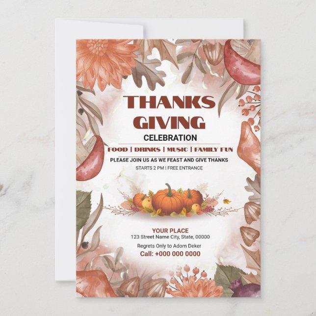 Thanksgiving Party Invitation Flyer (Front)