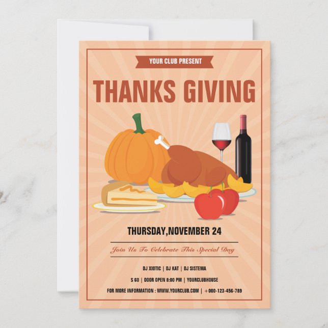 Thanksgiving Party Invitation Flyer (Front)