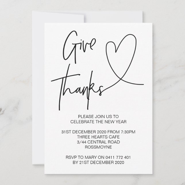 Thanksgiving Party Invitation Give Thanks Invite (Front)