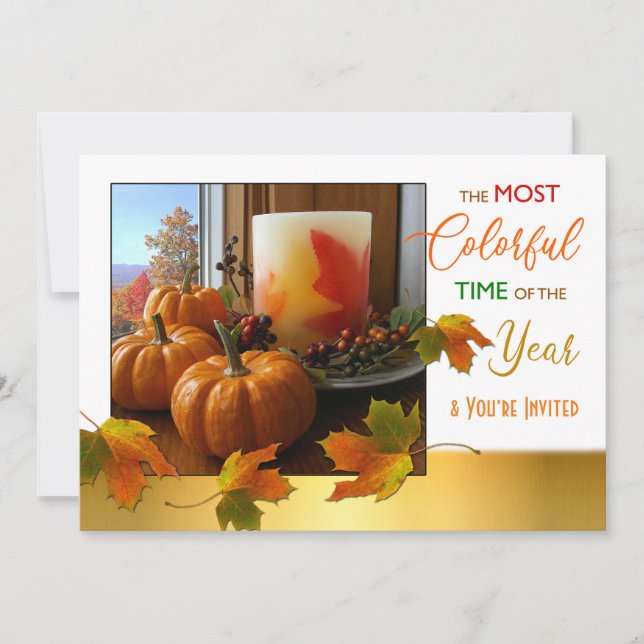 Thanksgiving Party Invitation Most Colorful Time (Front)