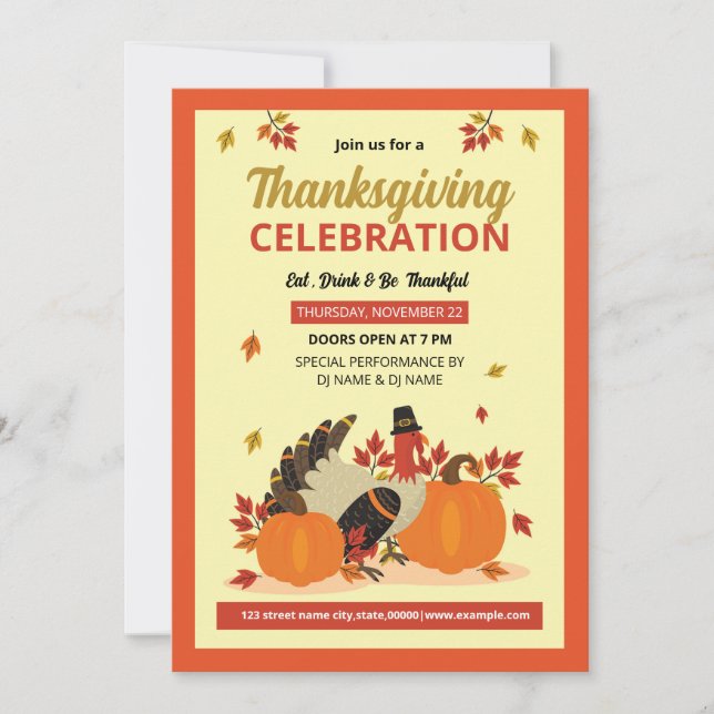 Thanksgiving Party Invitation Template (Front)