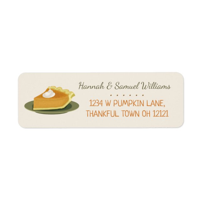 Thanksgiving Party Pumpkin Pie Autumn Fall Address Label (Front)