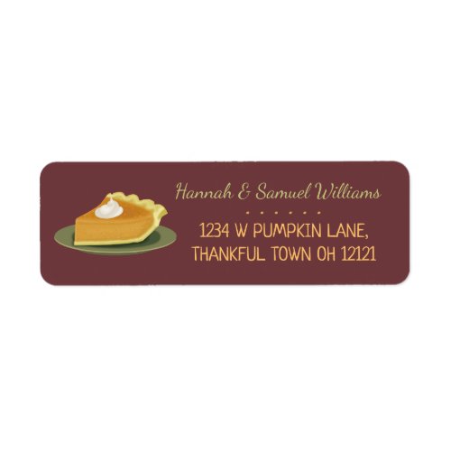 Thanksgiving Party Pumpkin Pie Fall Return Address Label