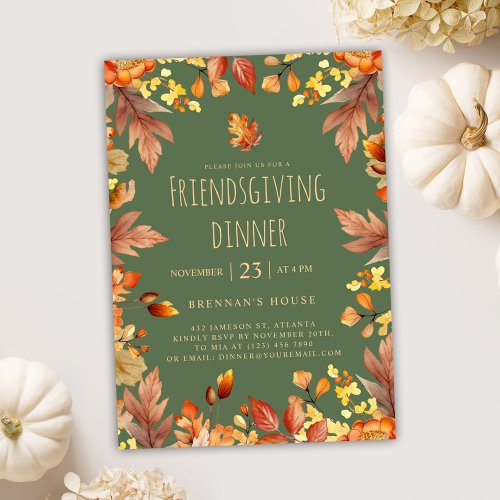 Thanksgiving Party Rustic Friendsgiving Dinner Invitation
