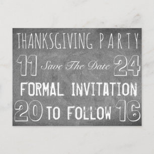 Thanksgiving Party Save The Date Chalkboard Announcement Postcard