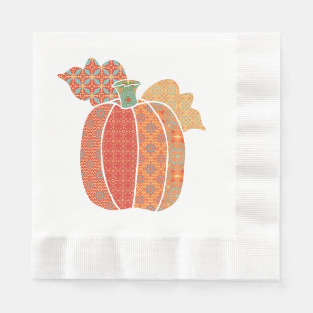Thanksgiving Patchwork Pumpkin Luncheon Napkin (Front)