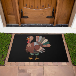 Thanksgiving Patchwork Quilted Turkey Fall Doormat