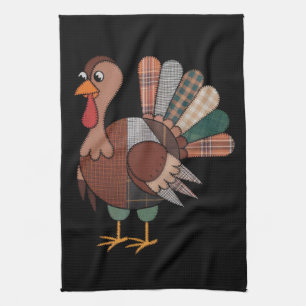 Thanksgiving Patchwork Quilted Turkey Fall Kitchen Towel
