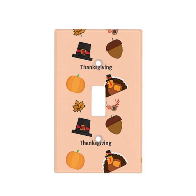Thanksgiving pattern on pink light switch cover (Front)