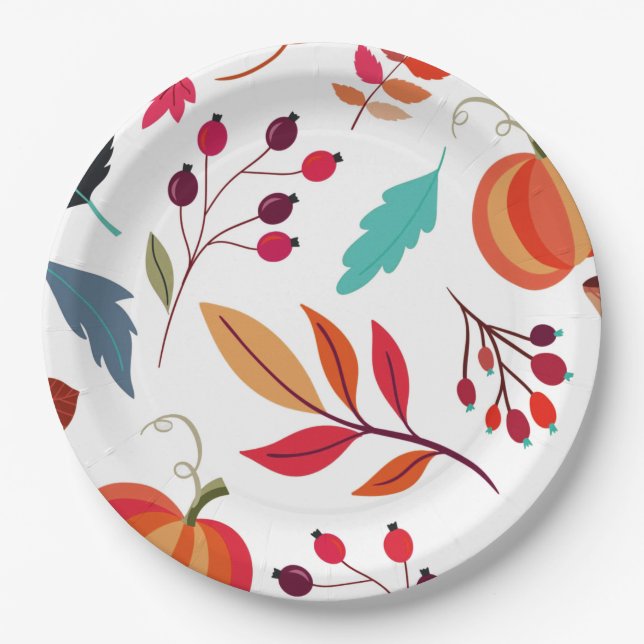 Thanksgiving Pattern Paper Plates (Front)