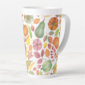 Thanksgiving pattern – pumpkins and leaves latte mug (Right Angle)