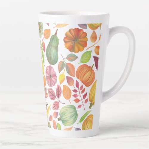 Thanksgiving pattern  pumpkins and leaves latte mug
