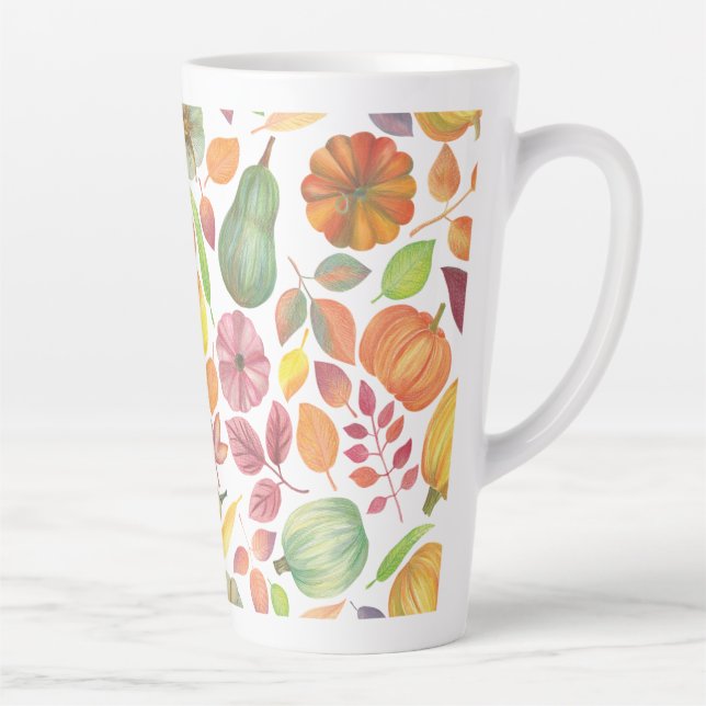 Thanksgiving pattern – pumpkins and leaves latte mug (Right)
