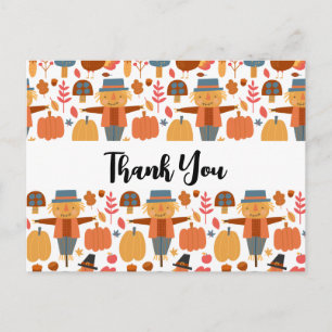 Thanksgiving Pattern Thank You Postcard