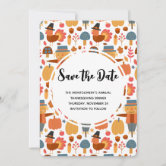 Thanksgiving Pattern Save the Date Invitation Postcard, Zazzle