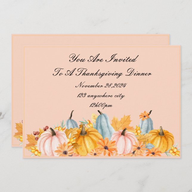 THANKSGIVING PERFECT FALL INVITATION (Front/Back)