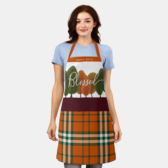 Thanksgiving Personalized Autumn Forest Apron (Worn)