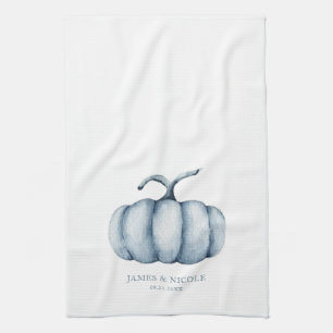 Thanksgiving Personalized pumpkin watercolor Kitchen Towel